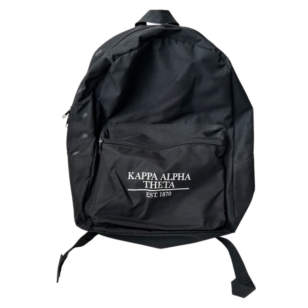 Kappa Alpha Theta Backpack Black Zipper Closure Front Pocket Inner Pocket Padded